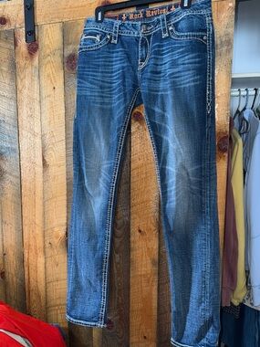 Rock Revival Women’s Kelly Skinny Jeans in Faded Dark Blue Wash